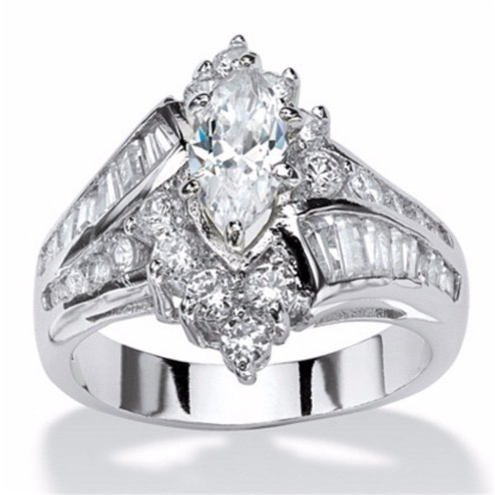 Wholesale 18k gold plated diamond irregular horse eye shape step zircon ring